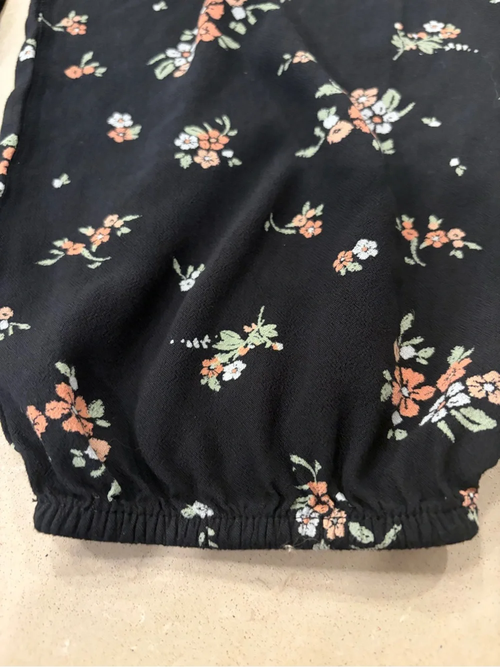 Black Floral Elastic-Waist Lounge Pants - Picture 3 of 3